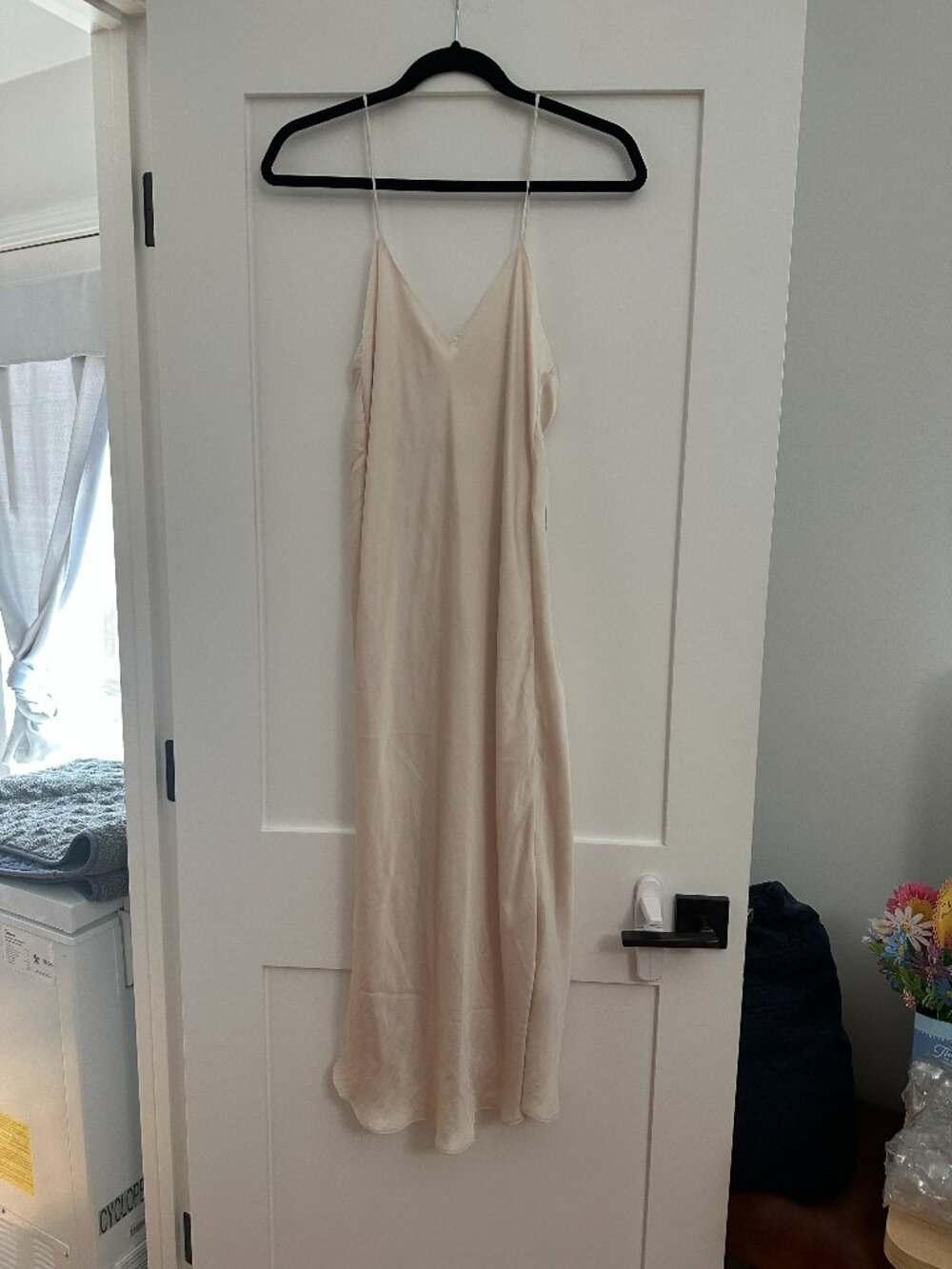 NWT Banana Republic Ivory White Satin Slip Maxi Dress Size 0